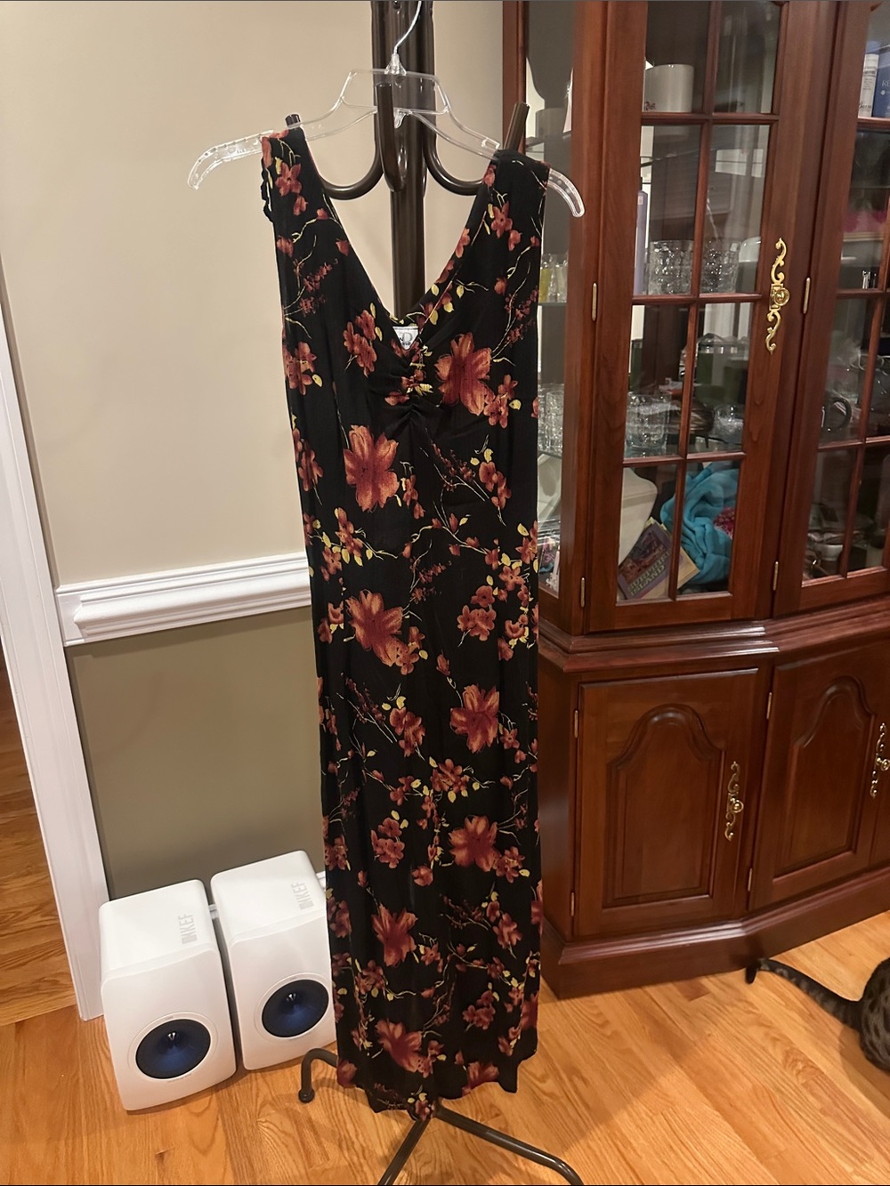 Northern Reflections Black Floral Maxi Dress with Rust and Olive Details - Picture 5 of 6